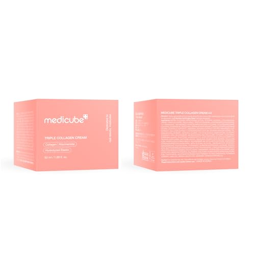 medicube Crema de Colágeno Triple – Crema Hidratante y Reafirmante con Ácido Hialurónico, Elastina Premium, Manteca de Karité – Cuidado de Arrugas y Aumenta la Elasticidad – Cuidado de la Piel Coreano