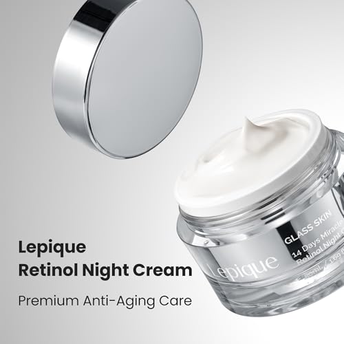 Lepique Retinol Night Cream 1.69oz - No.1 Korean Premium Overnight Repair Cream for Face and Neck - Collagen, Centella, Hyaluronic Acid - Anti aging, Acne, Moisturizer, Face Cream, Hydrating, Firming