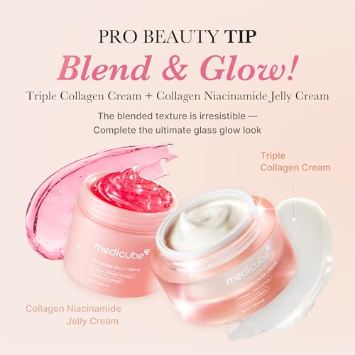 medicube Crema de Colágeno Triple – Crema Hidratante y Reafirmante con Ácido Hialurónico, Elastina Premium, Manteca de Karité – Cuidado de Arrugas y Aumenta la Elasticidad – Cuidado de la Piel Coreano